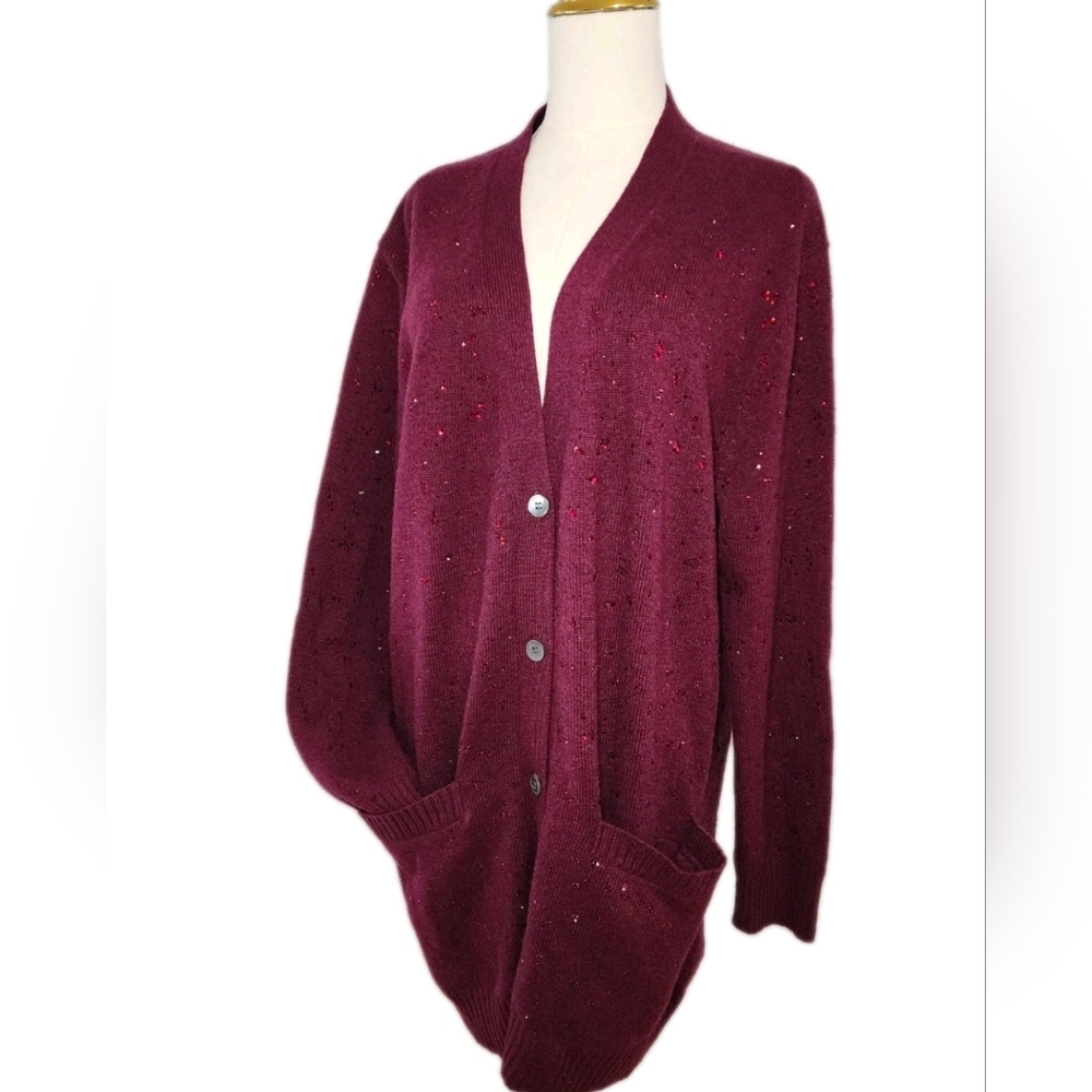 LIBERTINE Heavy Stardust Oversized Syrah Cardigan 100% Cashmere Size L - Picture 3 of 8